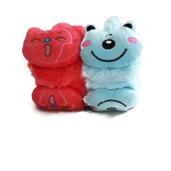 Set of Furry Kids Warm Earmuffs - Pink Kitty and Blue Puppy - Picture 7 of 7